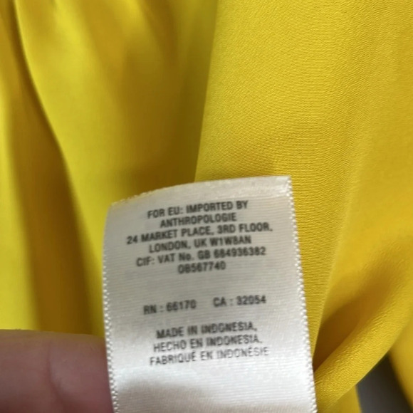 MAEVE Anthropologie Yana Off The Shoulder Top Mustard Yellow 3/4 Sleeves Silky S - Picture 11 of 13